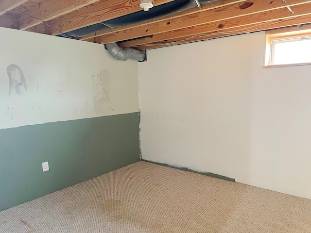 basement with carpet floors