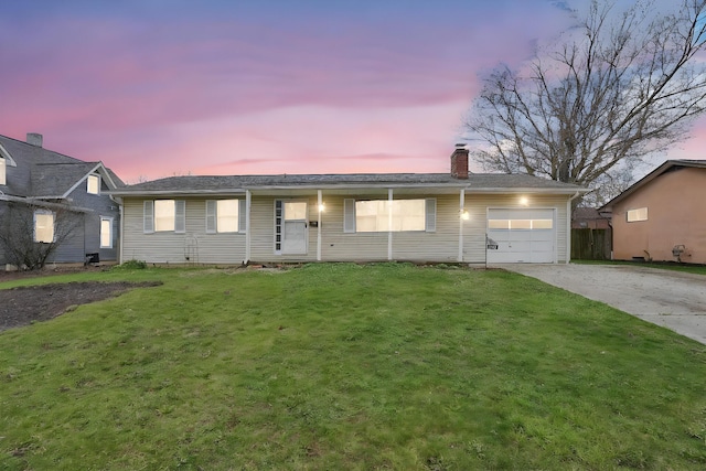 101 Cherokee Dr, Westerville, OH 43081 - ranch-style house featuring a front yard, driveway, a garage, and a chimney