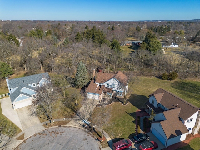 drone / aerial view with a forest view