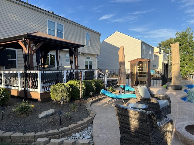 view of patio with a gazebo and a deck