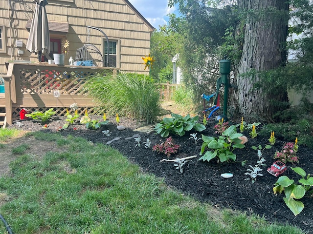 view of yard with a deck