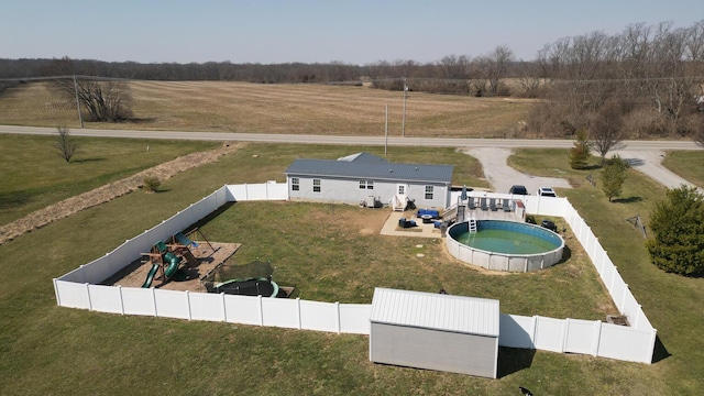 bird's eye view featuring a rural view