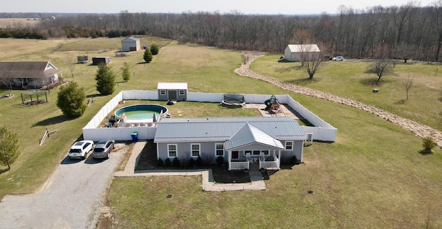 aerial view with a rural view