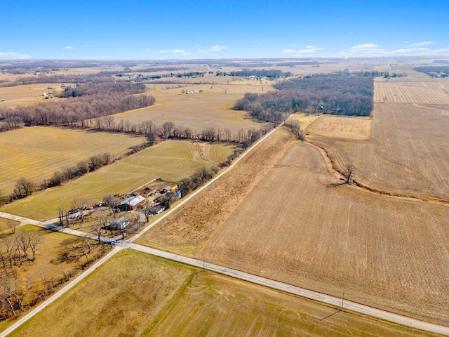 drone / aerial view with a rural view