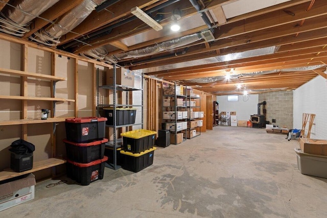 view of unfinished basement