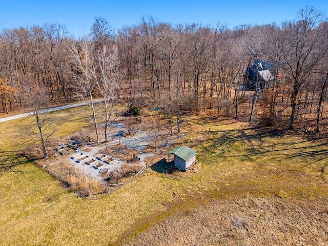 bird's eye view with a forest view