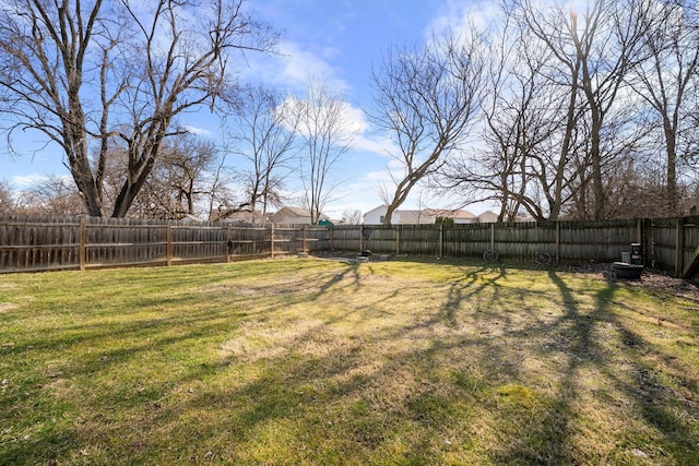 view of yard featuring a fenced backyard