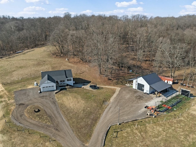 aerial view with a rural view and a forest view