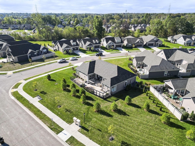 birds eye view of property with a residential view