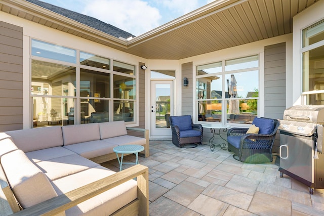 view of patio featuring outdoor lounge area and area for grilling