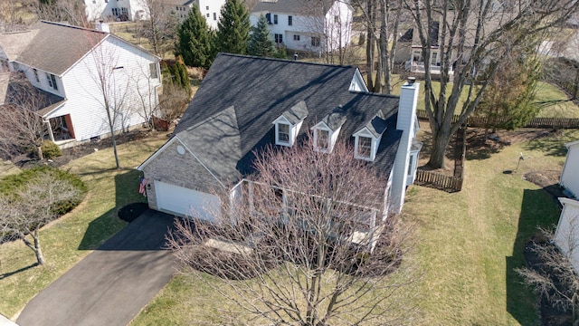 bird's eye view featuring a residential view