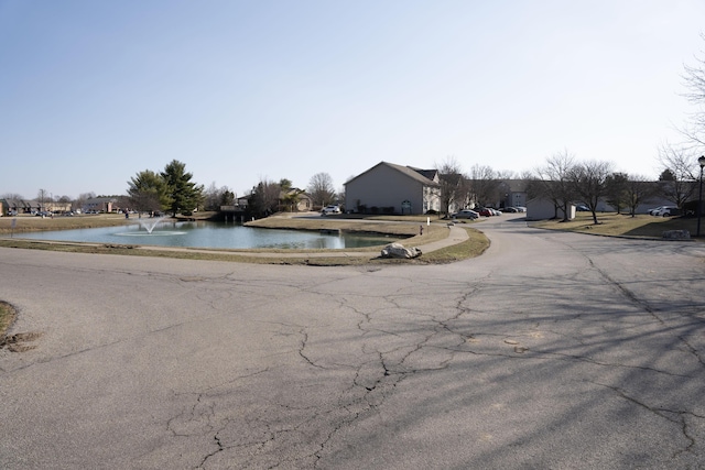 view of road with a water view