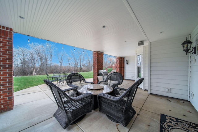 view of patio featuring an outdoor hangout area and area for grilling