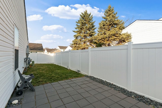 view of patio featuring a fenced backyard