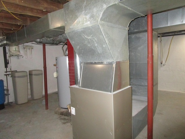 unfinished below grade area with water heater