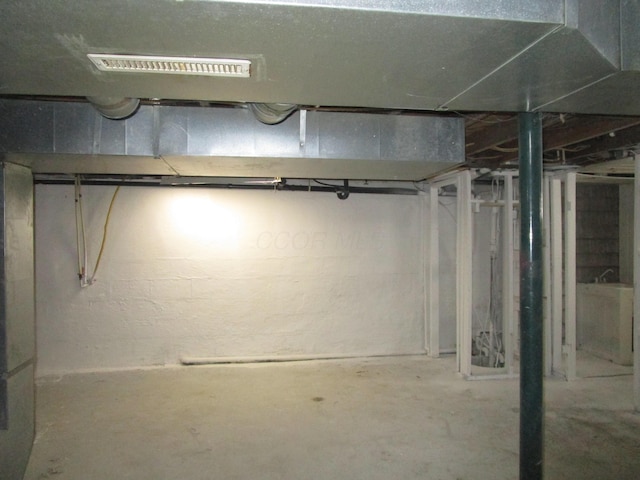 view of unfinished basement