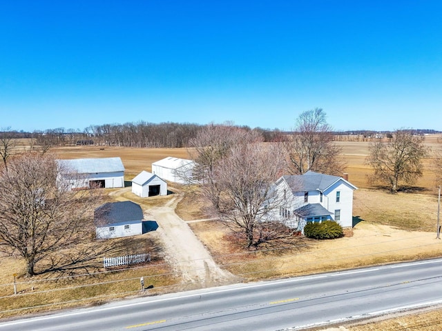 aerial view featuring a rural view