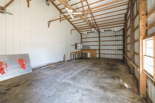 garage with metal wall