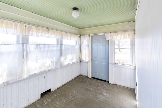 view of unfurnished sunroom