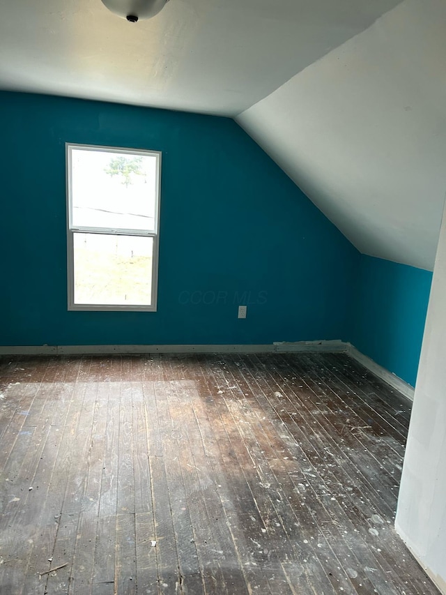 additional living space featuring lofted ceiling and wood-type flooring