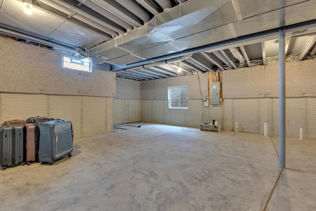 basement with electric panel