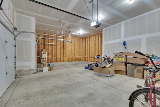 garage with a garage door opener