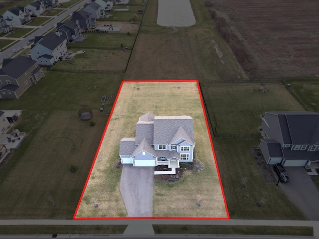 bird's eye view with a residential view