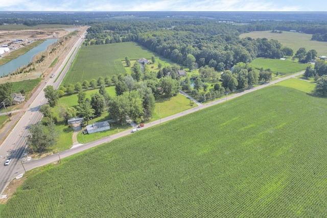 bird's eye view with a rural view and a water view