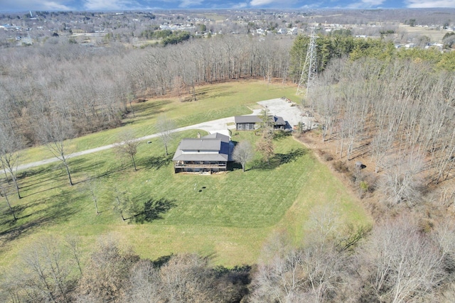 birds eye view of property featuring a rural view