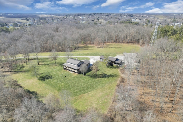 aerial view featuring a rural view