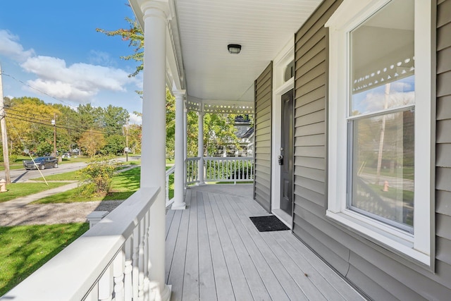 deck with a porch