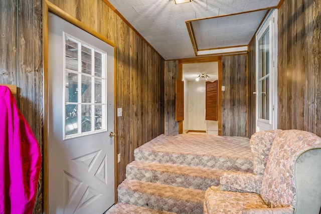 interior space with wood walls