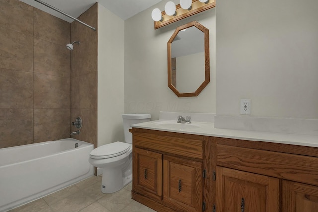 full bath featuring vanity, toilet, and shower / bathtub combination