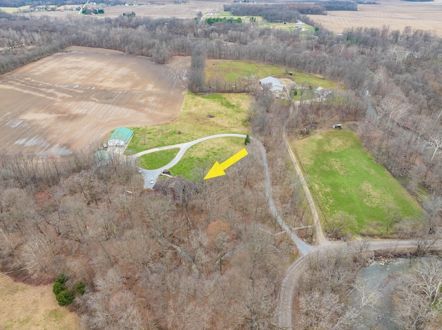 aerial view with a rural view