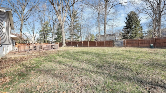 view of yard featuring a fenced backyard