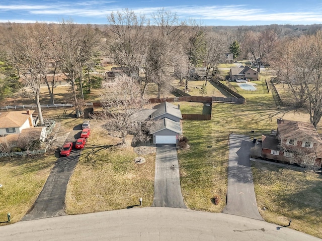 bird's eye view with a residential view