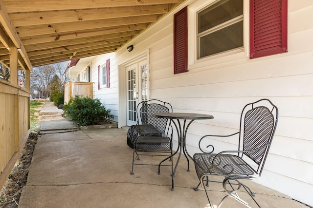 view of patio / terrace featuring french doors