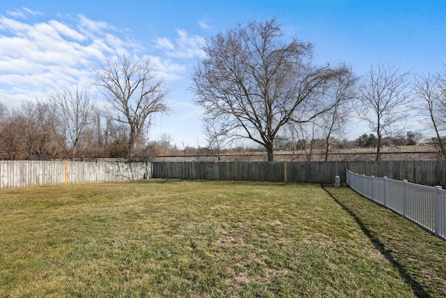 view of yard featuring a fenced backyard