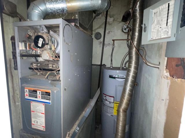 utilities with heating unit and electric water heater