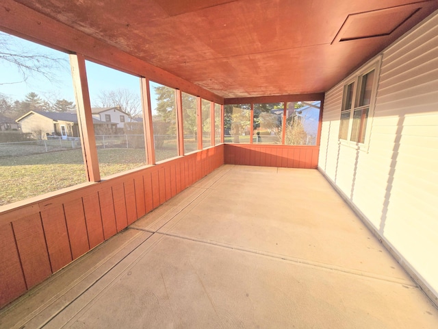 view of unfurnished sunroom