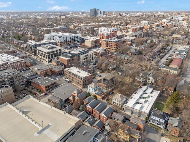 bird's eye view with a city view