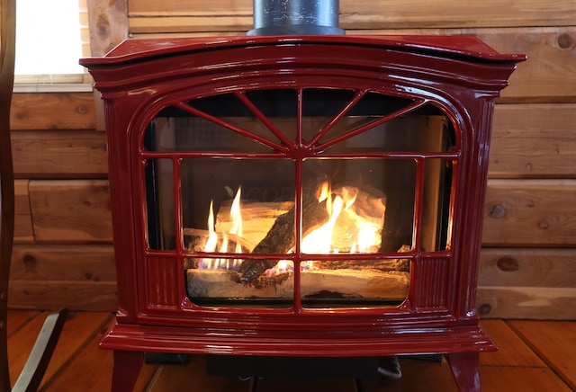 room details with a wood stove