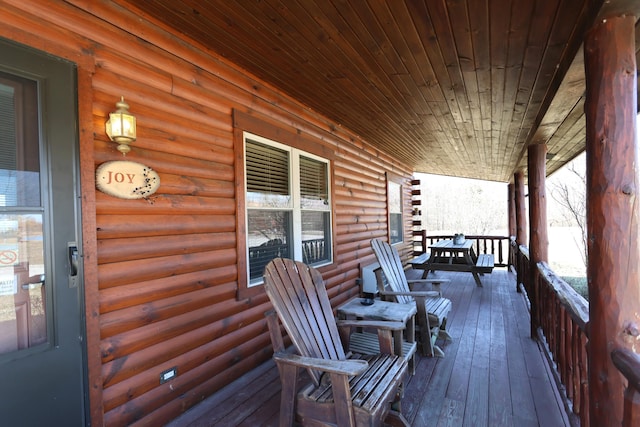 wooden deck with covered porch