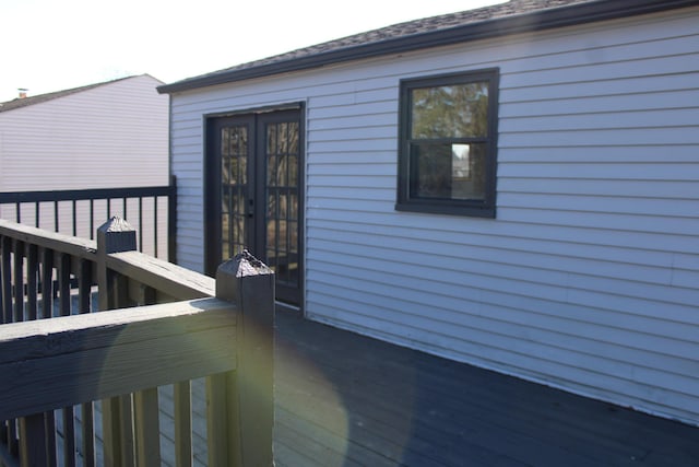 wooden terrace with french doors