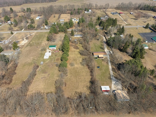 drone / aerial view with a rural view