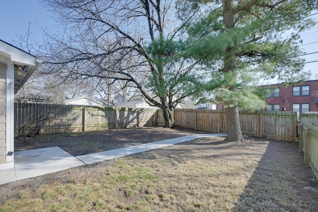 view of yard with a fenced backyard