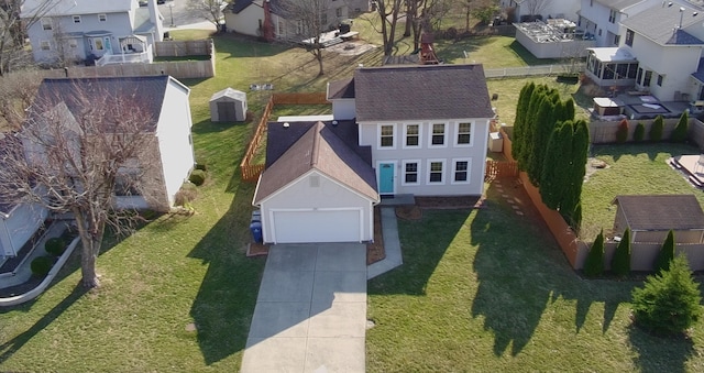 bird's eye view with a residential view