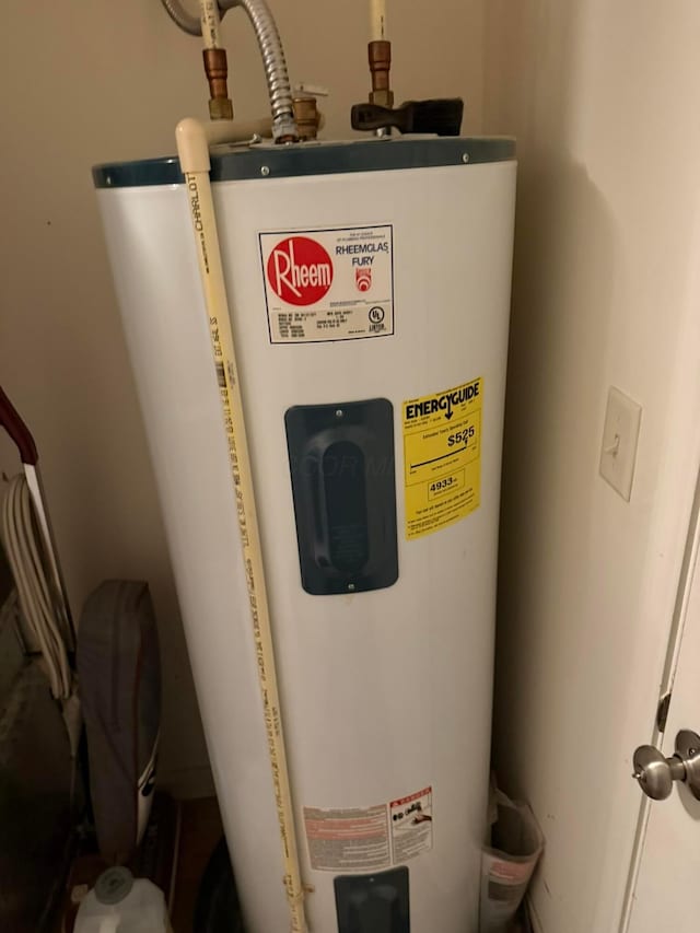 utility room featuring water heater