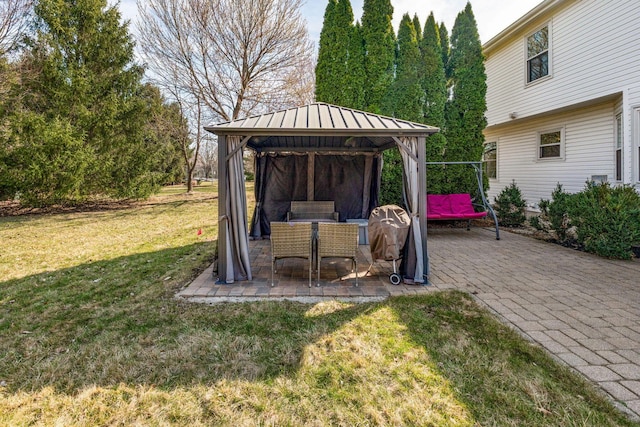 view of yard with a gazebo and a patio