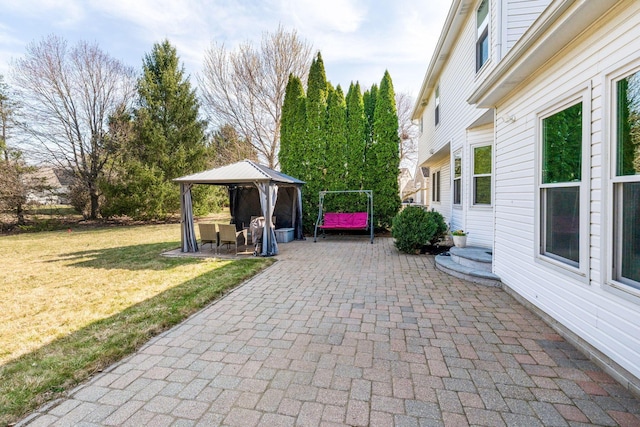 view of patio featuring a gazebo